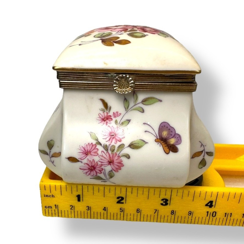 VTG Lefton China Floral Butterfly Porcelain Trinket Box - Picture 7 of 8